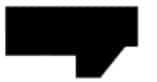 A black geometric shape resembling a rectangular speech bubble with a pointed tail on the bottom right.