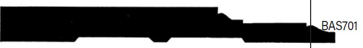 A black silhouette of an indistinct shape with the text BAS701 on the right side.