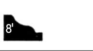 Black silhouette of an 8-inch tall molding profile on a white background.