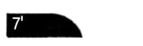 A black semicircular shape with 7 printed in white on the left side.