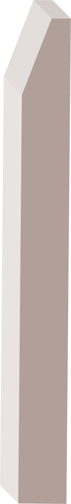 Illustration of a tall, beige, rectangular prism with a slanted top.