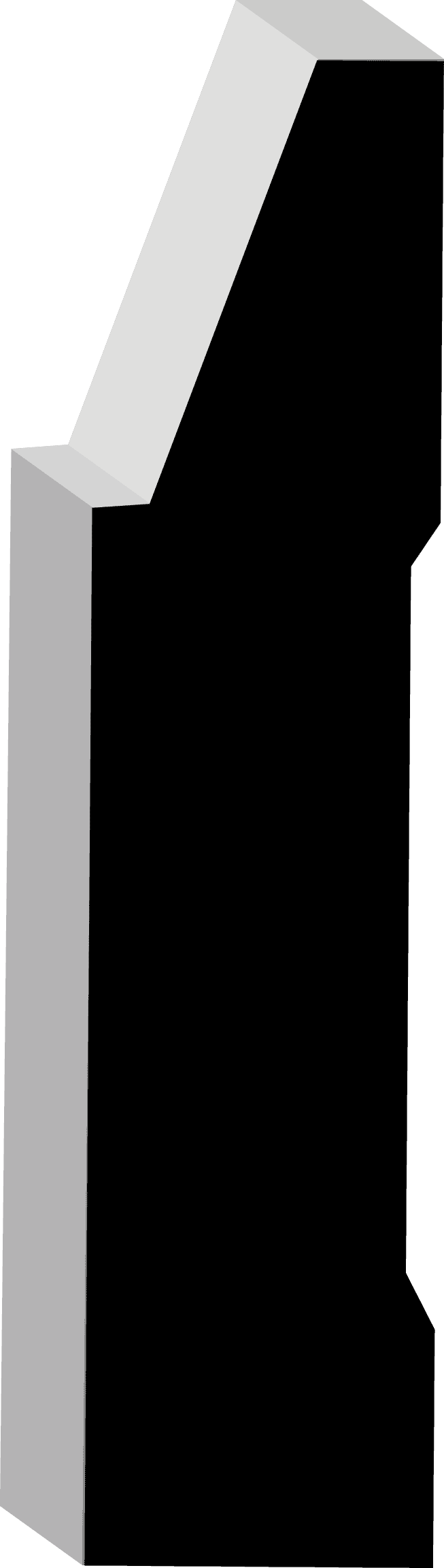 Illustration of a bent gray metallic beam with two segments, forming an angled shape on a black background.