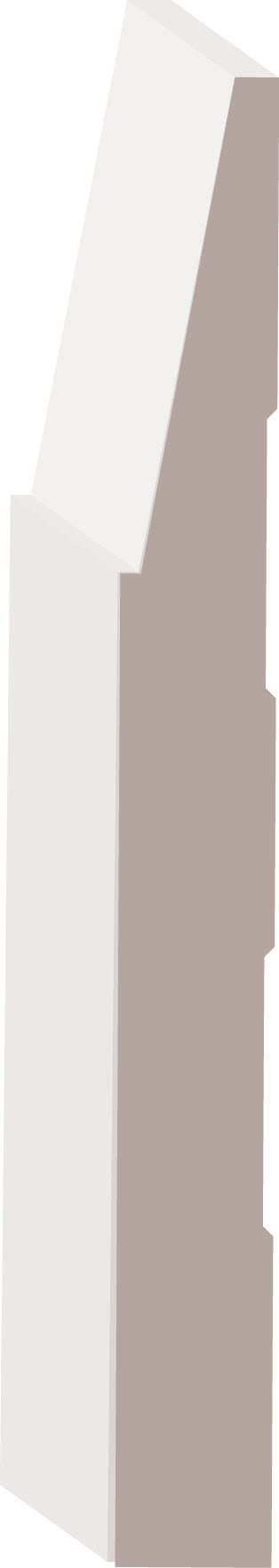 Illustration of a geometric, angular 3D structure with a slanted top, shown in light grey and beige colors.