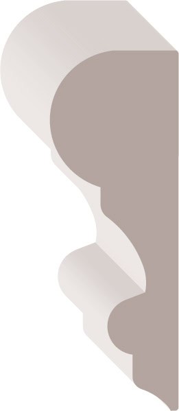 Illustration of crown molding with a decorative, curved profile.