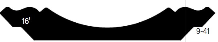 Silhouette of a crown molding profile with two wavy edges. The left side is labeled 16 and the right side 9-41.