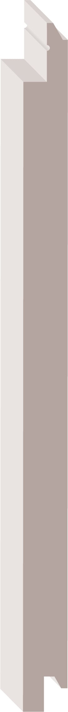 A tall, vertical, beige and light grey paper bag folded flat against a white background.