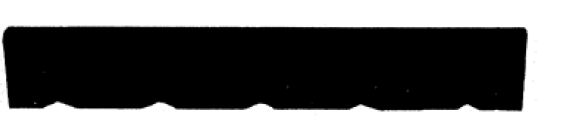 A serrated edge of a black object with evenly spaced curves along the bottom.