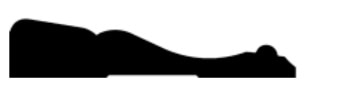 Silhouette of a reclining person with a slightly elevated head and a rounded shape on the right side.