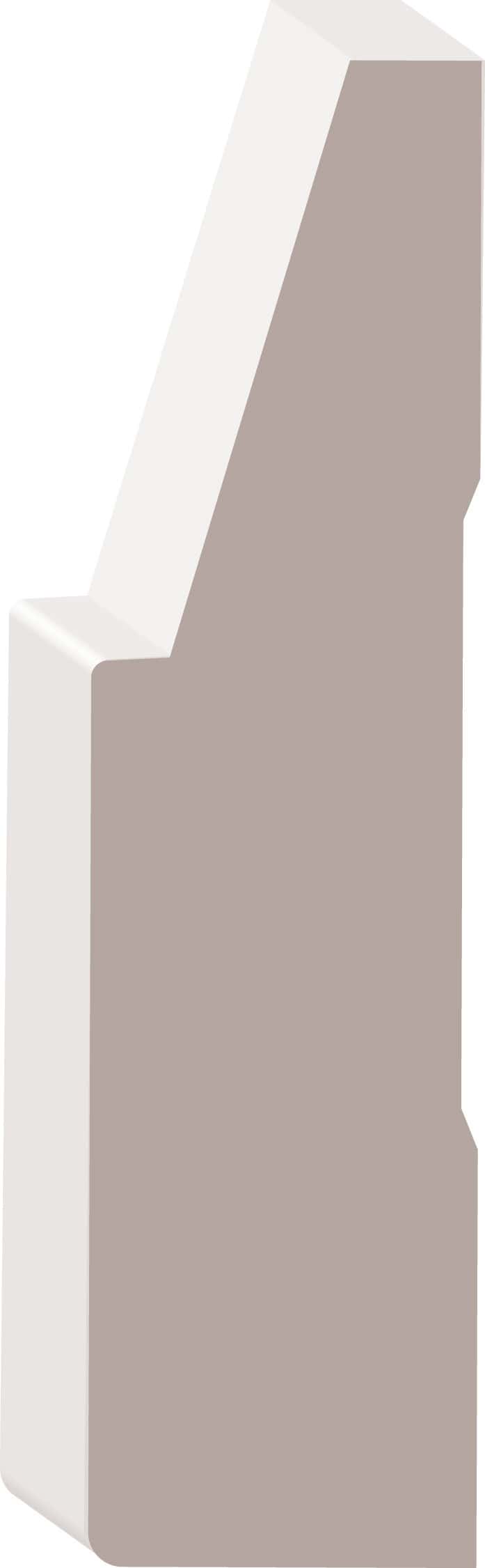 Illustration of a tall, angular, beige and white geometric shape on a white background.