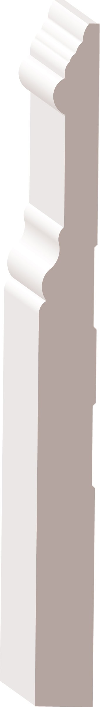 Illustration of a cross-section of a decorative molding profile with intricate curves and edges on a white background.