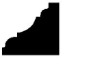A silhouette of a curved and stepped architectural cornice shape on a white background.